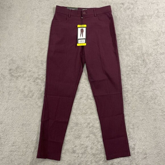 NEW Mario Serrani Women's S Italy Burgundy Textured Pull-On Pants Nylon & Viscos - Picture 1 of 10
